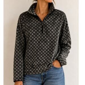 Wooly Bully Wear Jacket Quarter Zip Pullover Grey Black Camping Outdoor Fleece-M